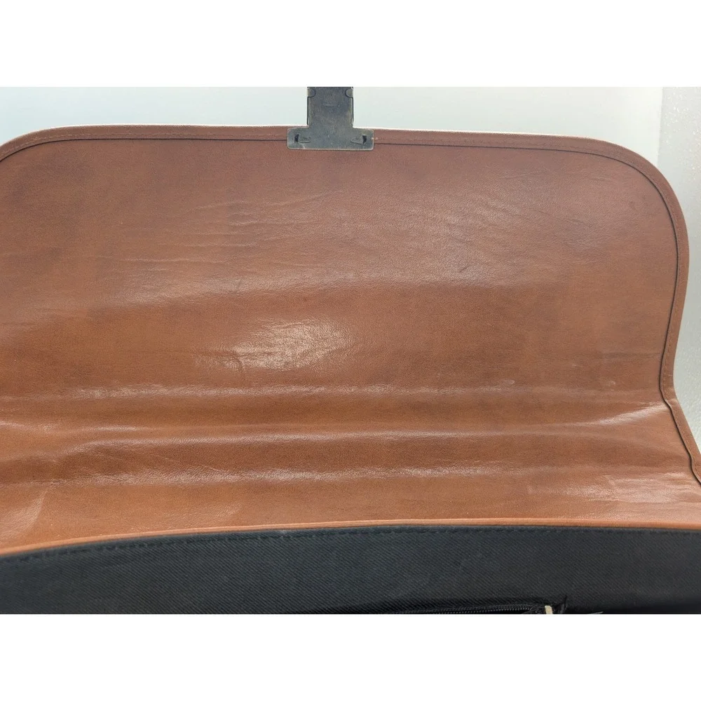 Vintage Warren Reed Brown Woven Faux Leather Briefcase Satchel Bag